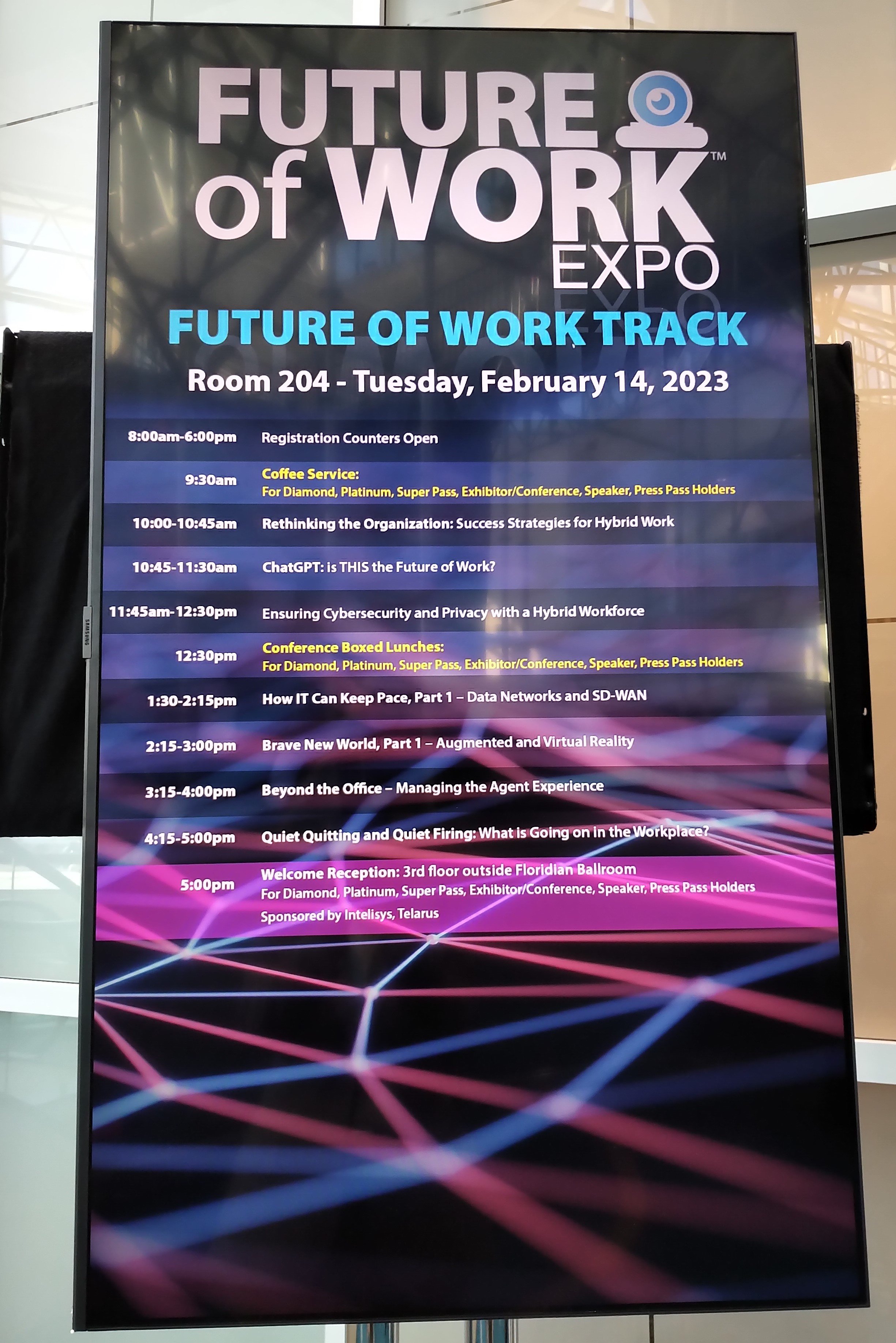 Agenda for Day 1 of my Future of Work Expo