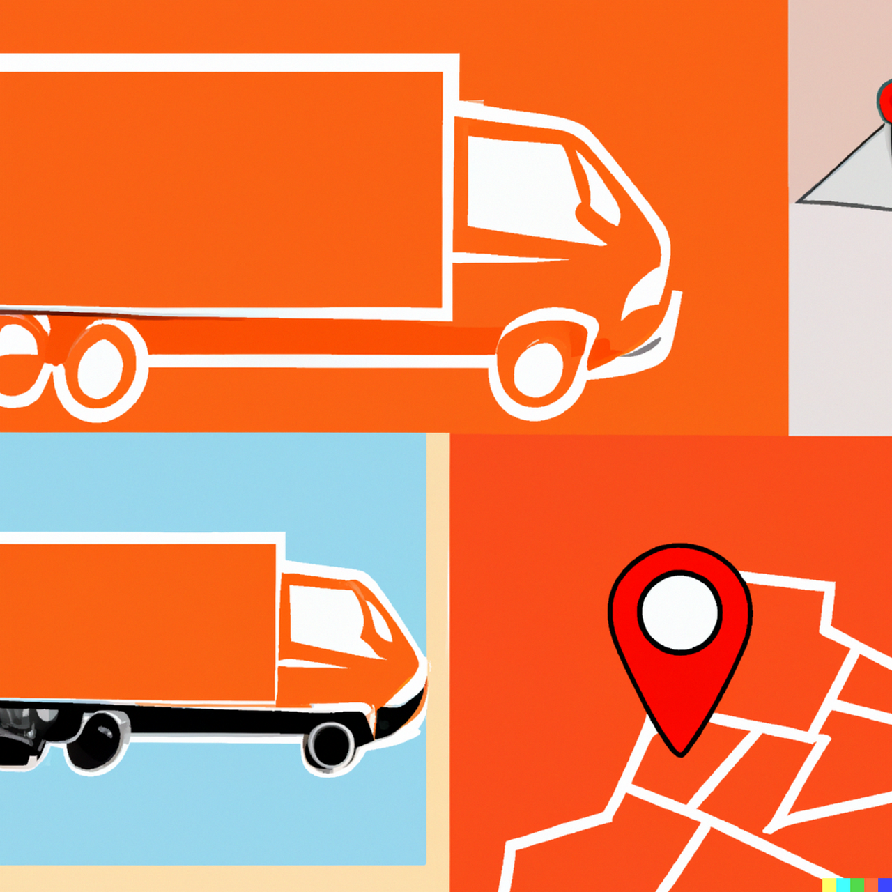 delivery trucks and map