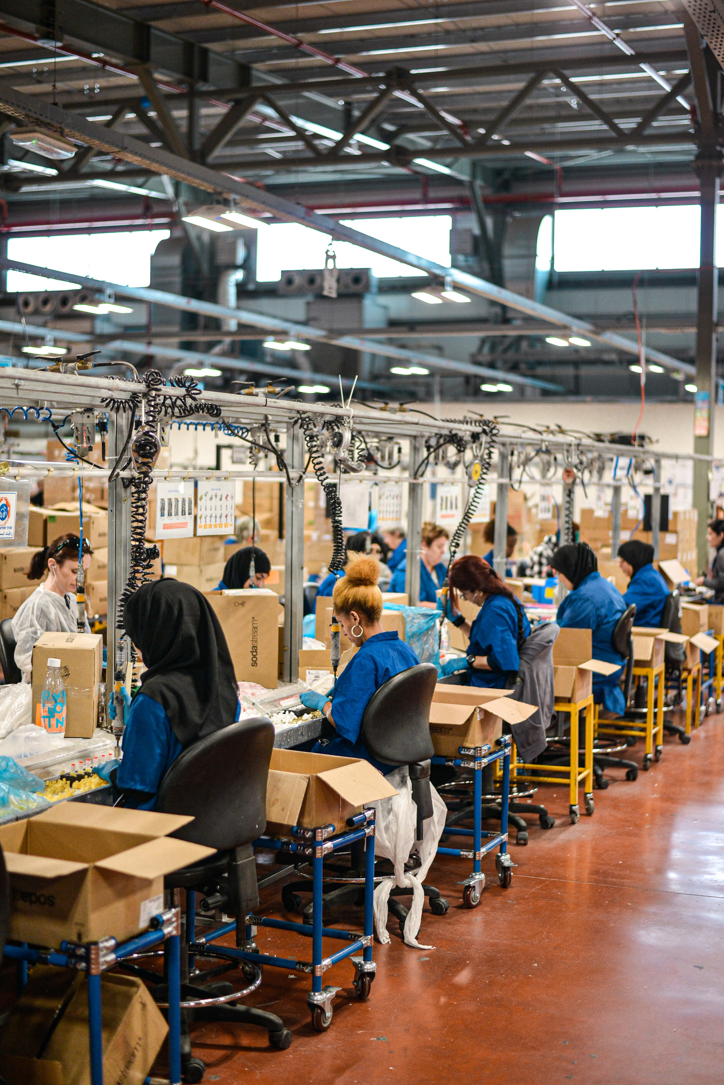 Manufacturing workers sitting