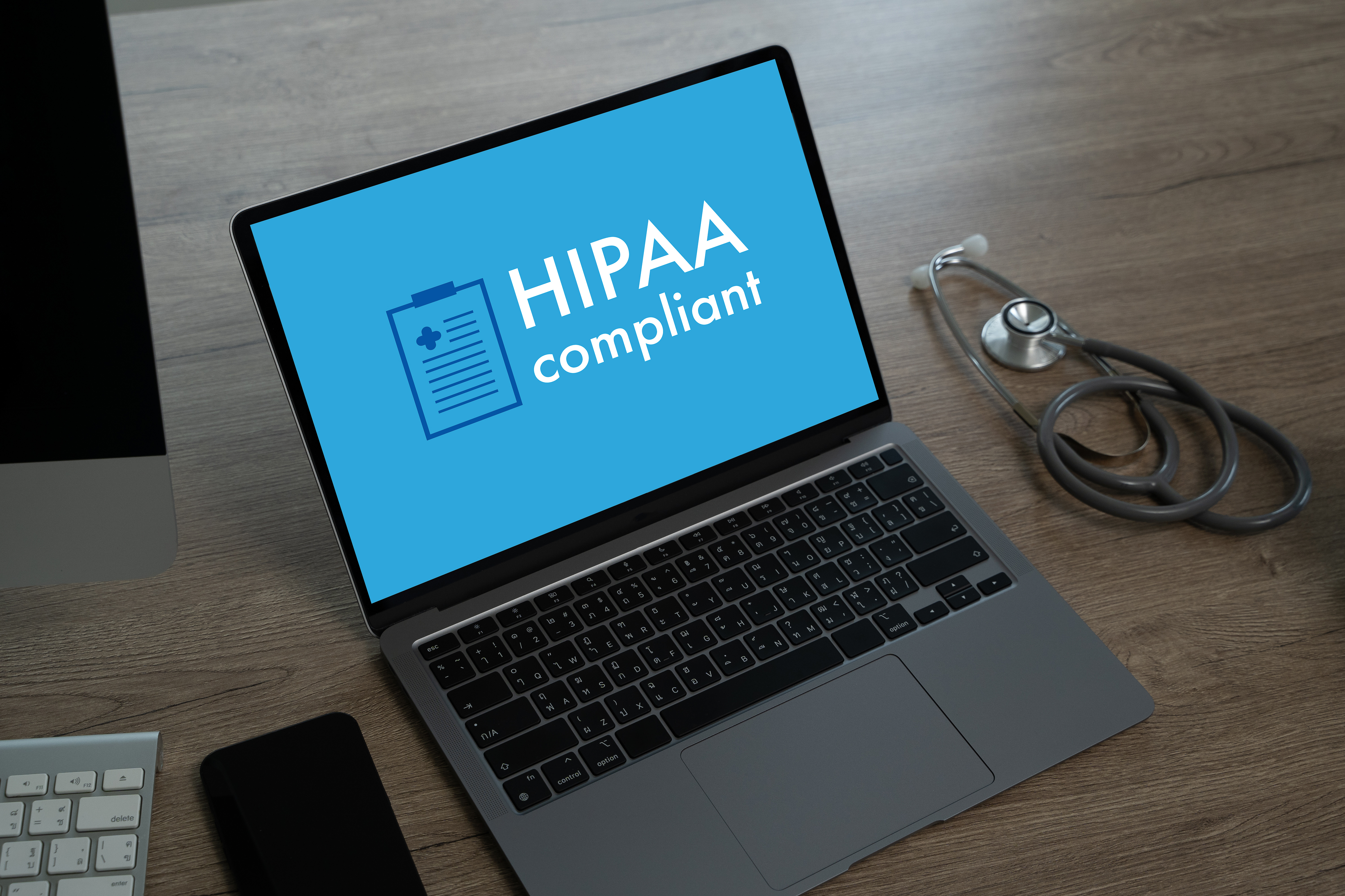 laptop with HIPAA on it in a hospital
