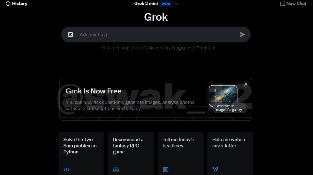 xai grok chatbot has a free version in new zealand