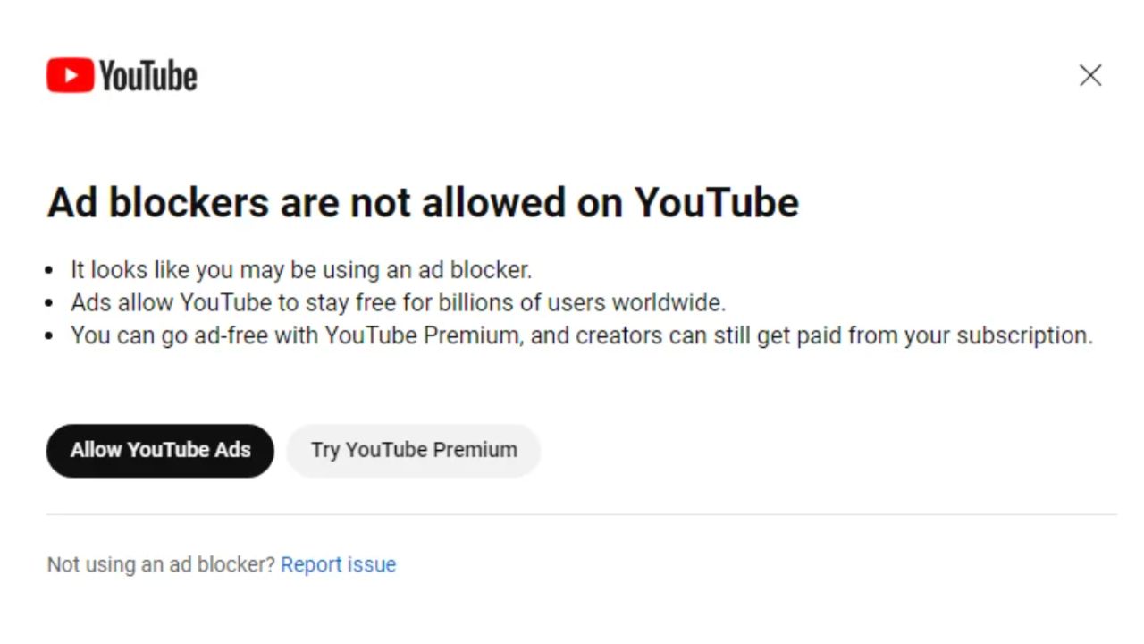 youtube ad blocker ban