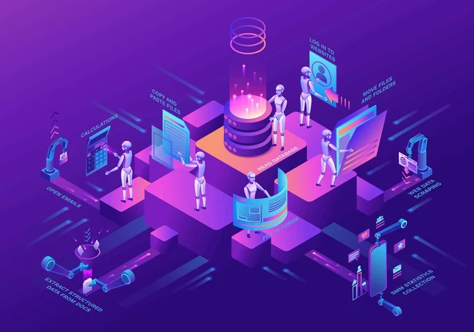 An animated depiction of an automation process.