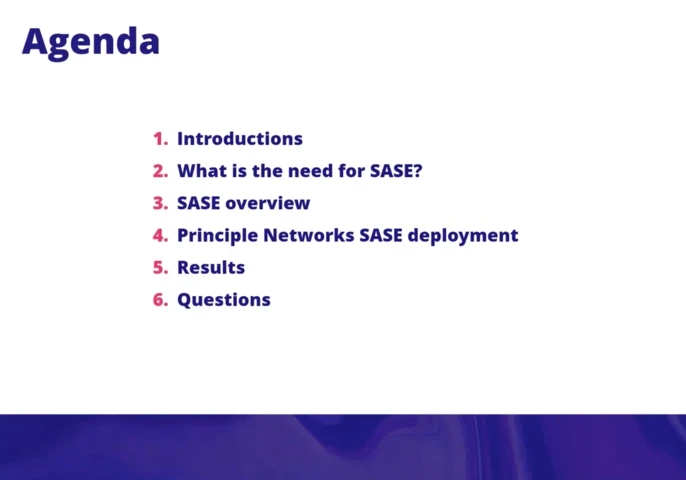 Image showing the agenda for the podcast on "What is SASE?"