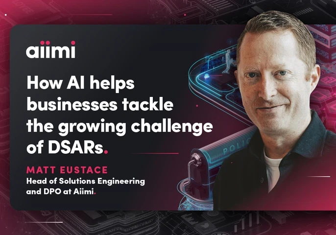 An image of Matt Eustace, Head of Solutions Engineering and DPO at Aiimi on a dark red background.