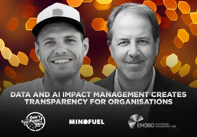 Doug Laney and Nadiem von Heydebrand discussing data and AI impact management on the “Don’t Panic, It’s Just Data” podcast.