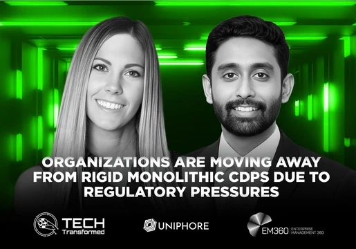 Christina Stathopoulos and Joe Pulickal discussing composable Customer Data Platforms, data governance, and first-party data strategies on the Tech Transformed podcast