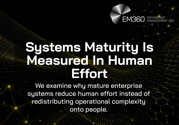 EM360Tech header graphic with the title “Why Trust Impacts Enterprise Scalability” in large white text over a black background with glowing olive green network lines and particles. A digital shield with a padlock appears on the left, while a dotted globe and connected nodes appear on the right. The EM360 Enterprise Management 360 logo is positioned at the top right. Subtitle text reads: “We take a look at why trust is evolving from a security control into a critical requirement for enterprise scale.”