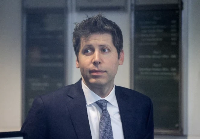 Sam Altman in court, with OpenAI branding in the background, symbolising leadership scrutiny ahead of a potential IPO.