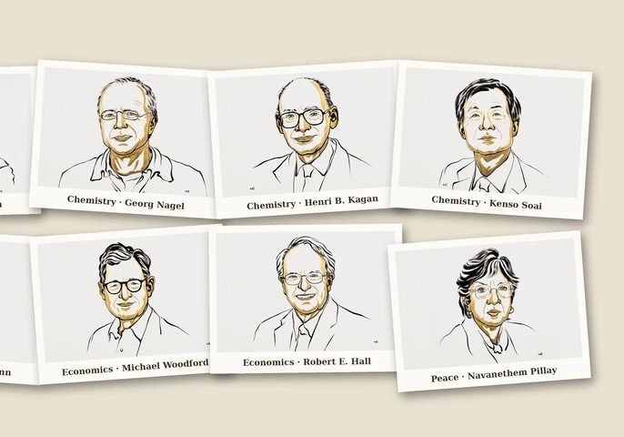 A collage of the 2026 Nobel Prize winners.