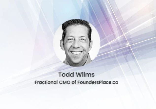Circle image with the face of Todd Wilms, Fractioal CMO of FoundersPlace.co, in black and white.