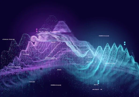 3D graph in purple and blue