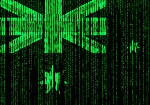 australia flag in coding green