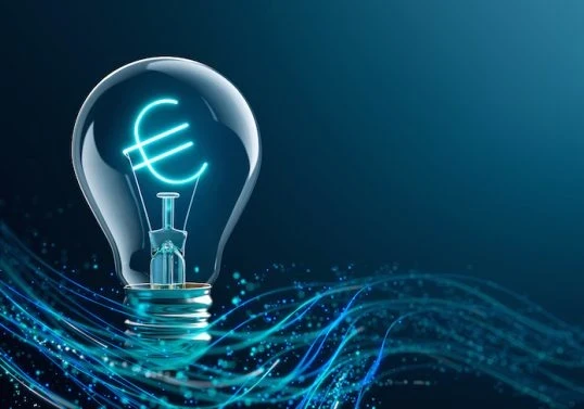 A lightbulb with the Euro sign in the middle 