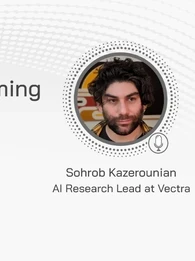 Profile picture of Sohrob Kazerounian, AI Research Lead at Vectra AI with the words "How AI is Transforming Cybersecurity"
