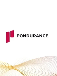 The Pondurance company logo with an animated person sitting in the corner pondering.
