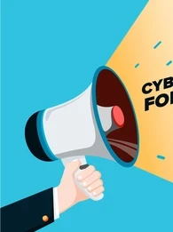 "Cybersecurity tips for MSPs" flowing out of an animated megaphone.