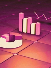 Domain-driven design (DDD) depicting with graphs on an animated background.
