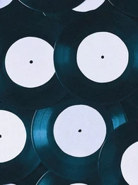 A cluster of records viewed from above.