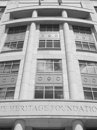 Building with the words "The Heritage Foundation" on the front facade.