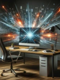 computer with AI explosion