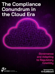 Cover image for report by EM360Tech about the compliance conundrum in the cloud era, sponsored by Aditboard