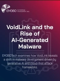 Graphic showing the EM360Tech logo and the headline “VoidLink and the Rise of AI-Generated Malware,” followed by the subtitle “EM360Tech examines how VoidLink reveals a shift in malware development driven by generative AI and cloud-first attack frameworks.”