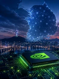 Futuristic cityscape with digital connections