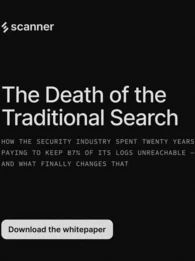 White text on a black background with the word "The Death of the Traditional Search"