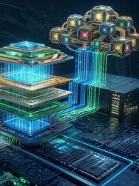 Computer chip architecture showing multiple processing components, memory and interconnects representing the evolution of computer architecture in 2026.