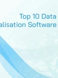 Blue and white graphic with swirls denoted the words "Top 10 Data Virtualisation Software"