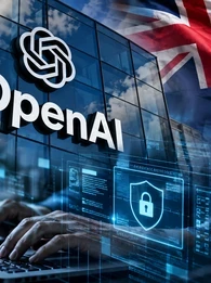 A collage of images with the OpenAI logo, the Australian flag and a log and key visual depicting a cybersecurity breach.