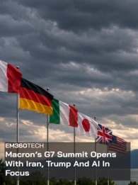 Banner image for news article about G7 summit showing various countries flags.