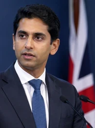 Image of AI Minister Kanishka Narayan against a UK flag and the UK government logo