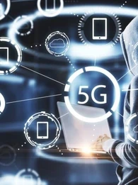 5G network connecting multiple IoT devices in a connected digital environment.