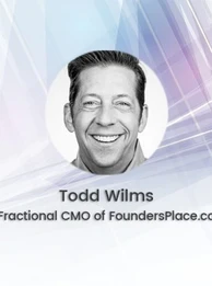 Circle image with the face of Todd Wilms, Fractioal CMO of FoundersPlace.co, in black and white.