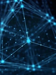 Neon colours showing a blockchain