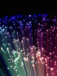 Fibre optic cables in rainbow colours