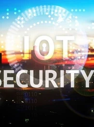 IOT Security banner headline over a cityscape