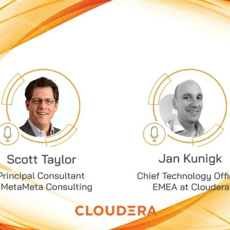 Profile pictures of Scott Taylor and Jan Kunigk with the Cloudera logo