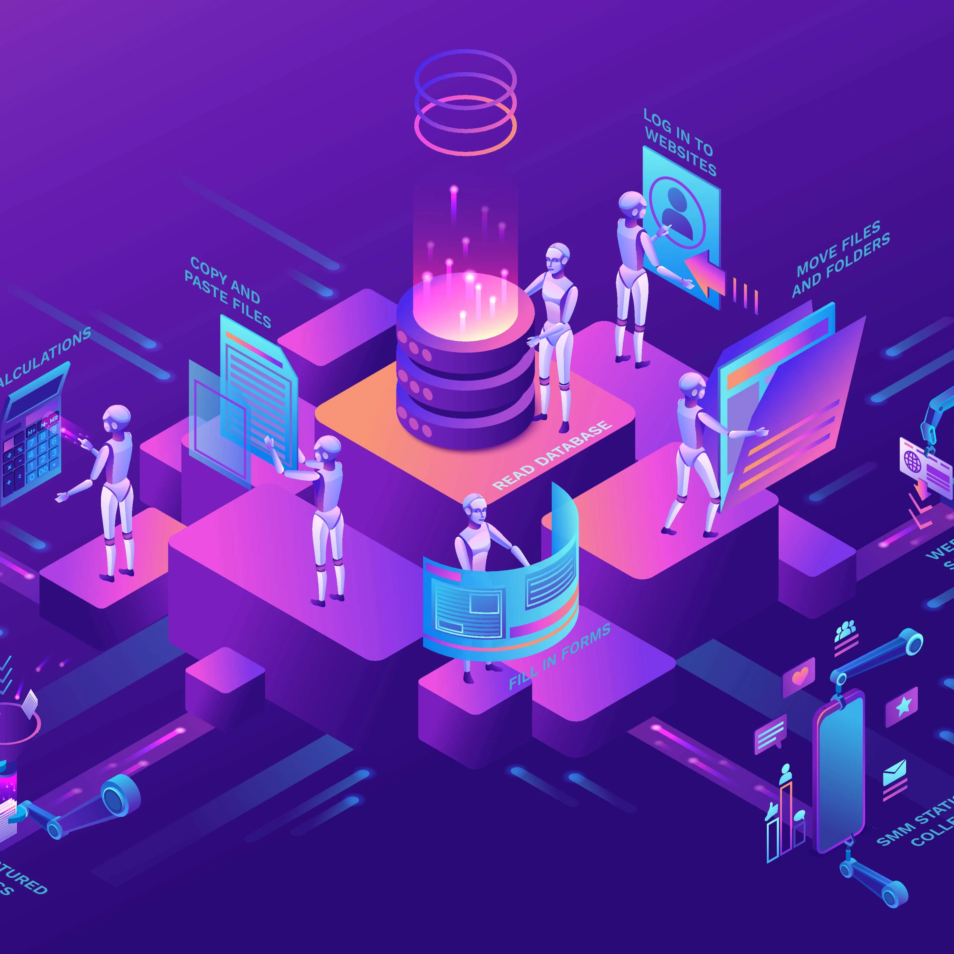 An animated depiction of an automation process.