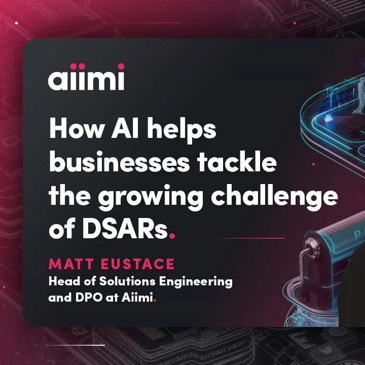 An image of Matt Eustace, Head of Solutions Engineering and DPO at Aiimi on a dark red background.
