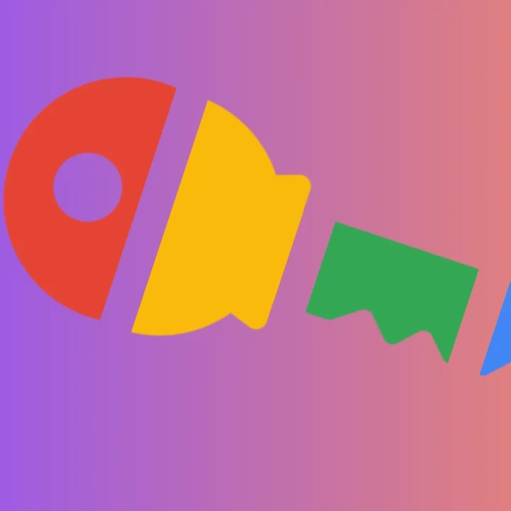 A logo depicting a colourful Google passkey.