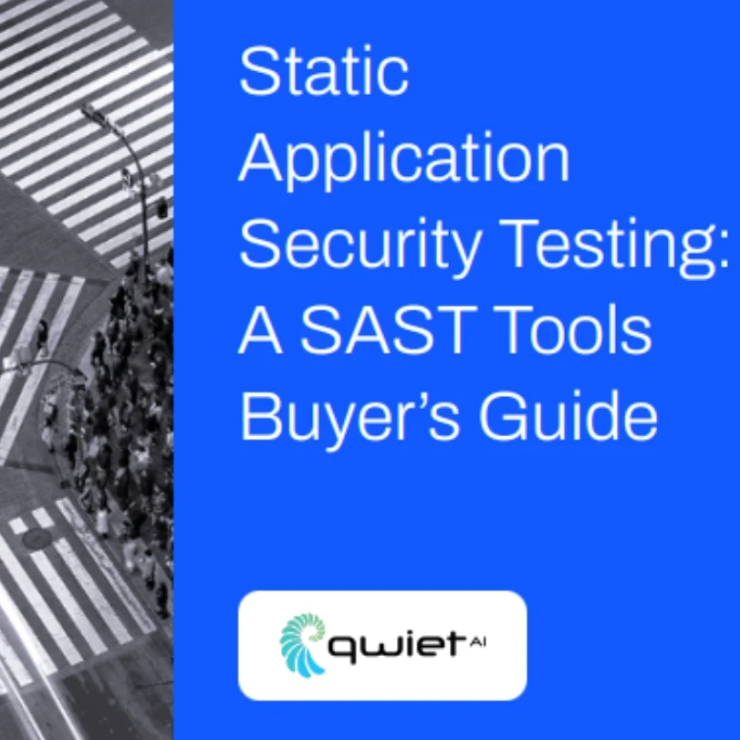 Cover image with a road crossing and the heading "Static Application Security Testing: A SAST Tools Buyer's Guide" and the Qwiet AI logo.
