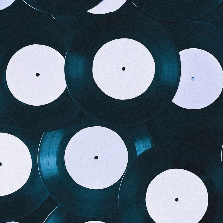 A cluster of records viewed from above.