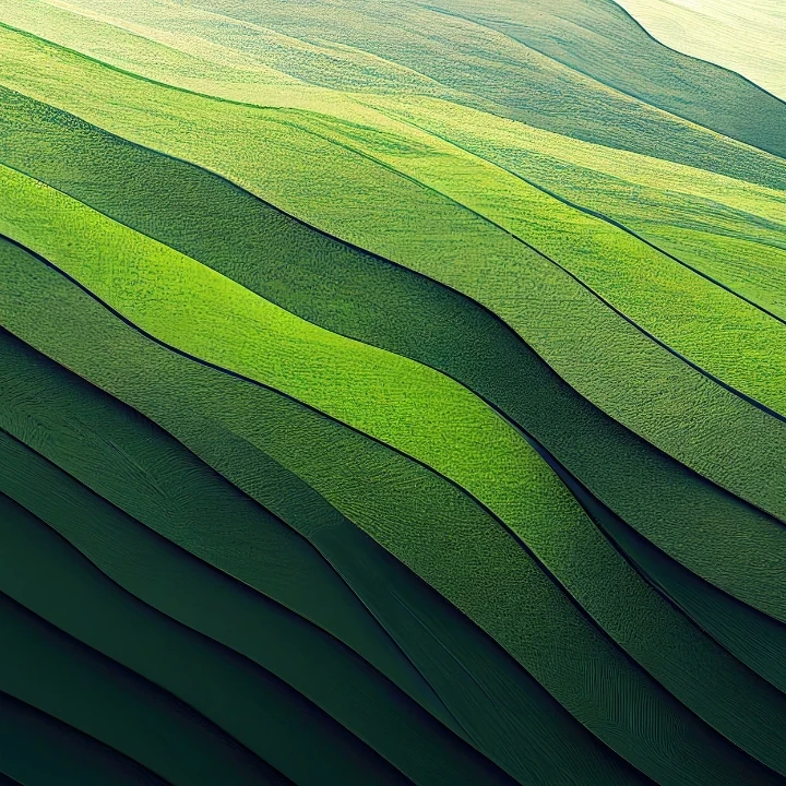 Rolling green hills in felt.