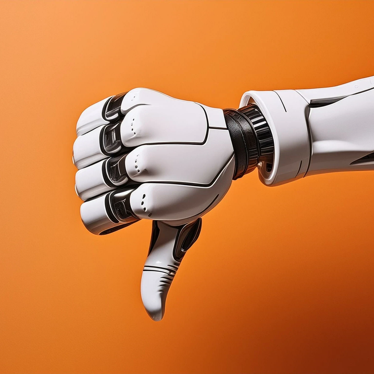 AI robot arm with thumbs down