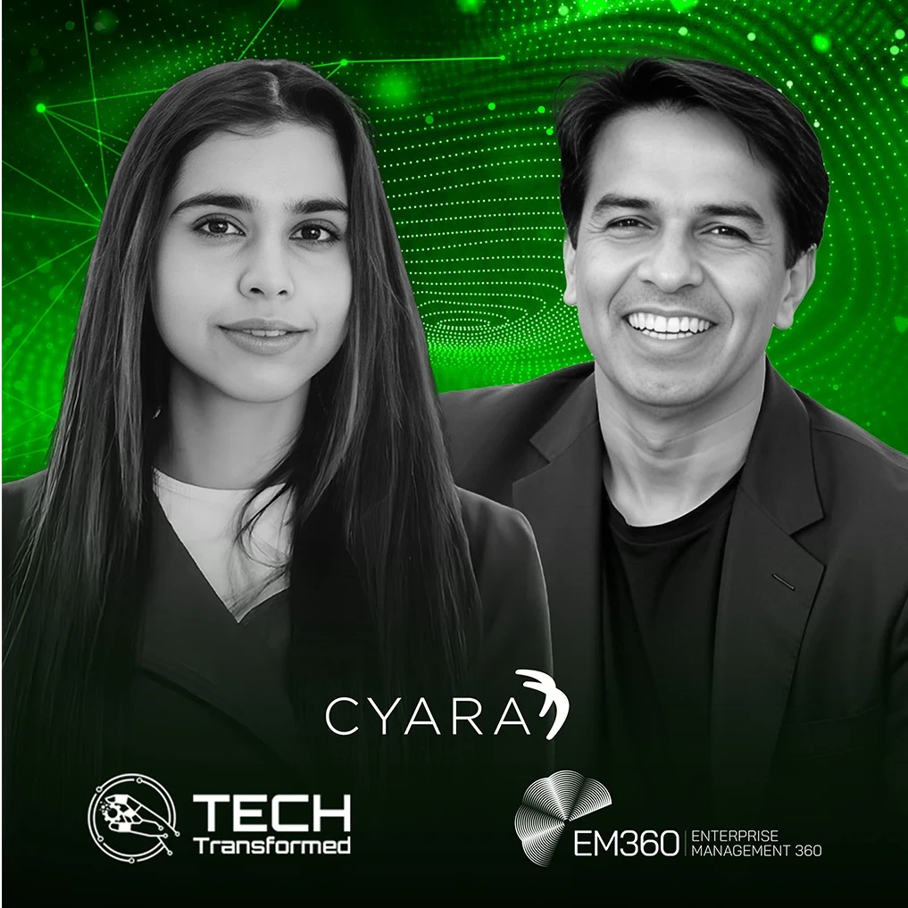EM360Tech Tech Transformed podcast episode hosted by Shubhangi Dua, B2B Tech Journalist interviewing Rishi Rana, the CEO of Cyara about agentic ai, chatbots and real-time cx visibility