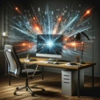 computer with AI explosion
