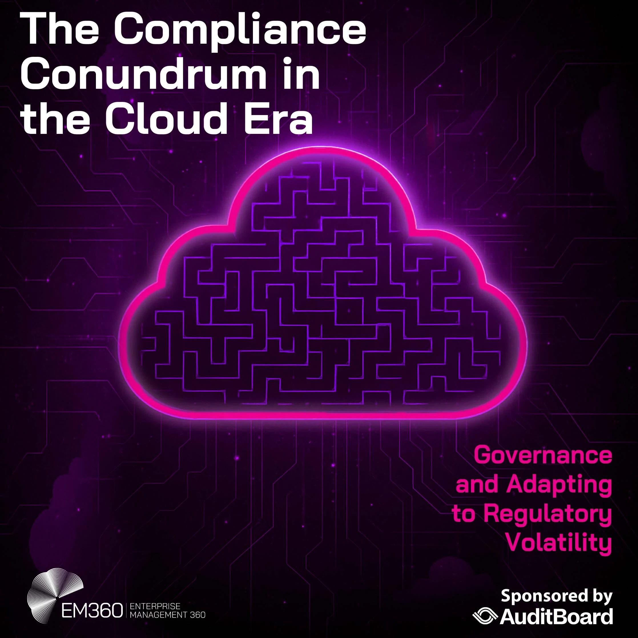Cover image for report by EM360Tech about the compliance conundrum in the cloud era, sponsored by Aditboard